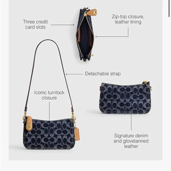 Coach Denim Penn Shoulder Bag - Picture 3 of 12
